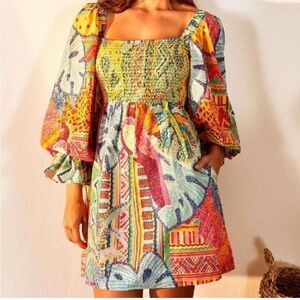 FARM Rio Multi-color Smocked Mini Dress